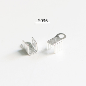 折叠卷曲，带状绳帽端，925纯银绳端扣，带珠宝制作环 - Product Image 5
