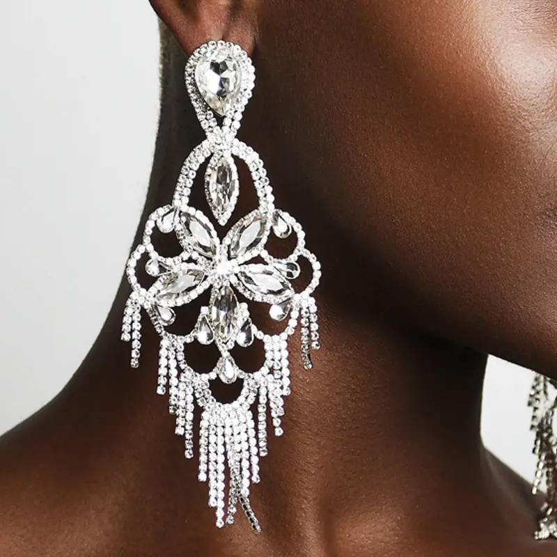 Overdreven Geometrische Gem Dangle Drop Oorbellen Mooie Crystal Rhinestone Oorbellen Voor Vrouwen Jewelry Gift