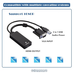 Convertidor Pass EMI de VGA a HDMI, adaptador con soporte de Audio y resolución de 1080P, entrada VGA a salida HDMI con alimentación USB