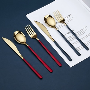 Reusable Korean Style Camping Stainless Steel Colorful <strong>Handle</strong> Fork Spoon Knife with Case Travel Cutlery Set - Product Image 2