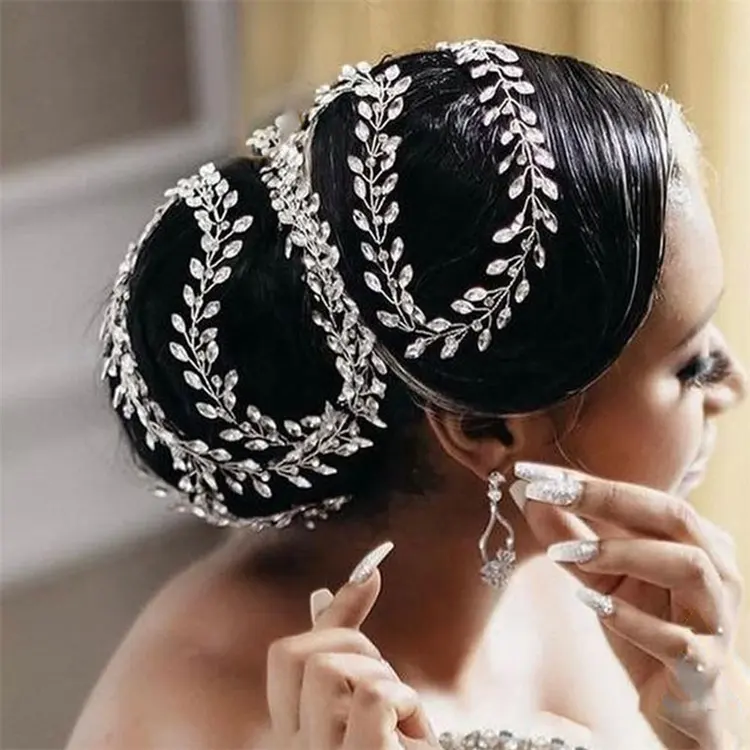 Accesorios para el cabello para novia, accesorios para el cabello con diamantes de imitación, Cruz S, cabeza curvada tejida a mano, accesorios de estilo