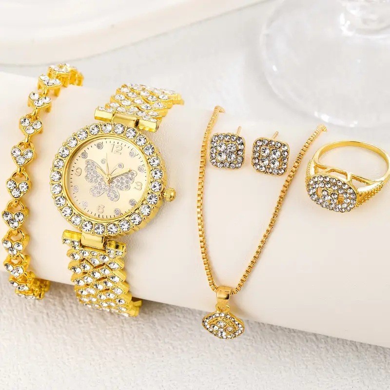 Golden butterfly + three golden diamonds square (no box)