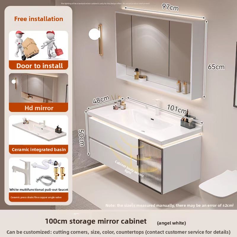 Storage mirror cabinet 90 white