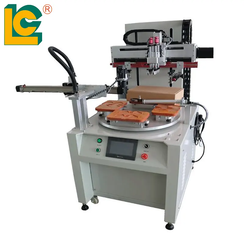 Rotating Working Table Servo Mechanical Arm Automatic 4 Station Ruler Flat Screen Printing Machine for Flat Cardboard Box