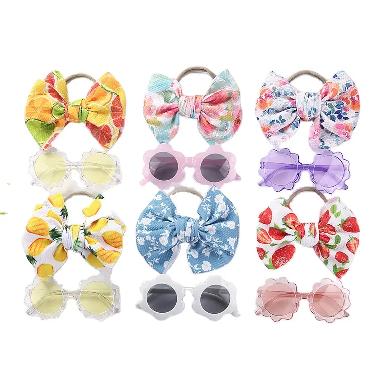 New Fashion Baby Nylon Bow fascia per occhiali da sole Set puntelli per foto per ragazze