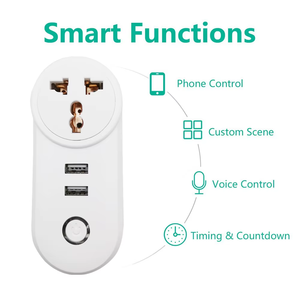 LEDEAST PA8-US Tuya Smart WiFi розетка с двумя портами USB Поддерживает пульт дистанционного управления и функцию таймера для домашней автоматизации - Product Image 4