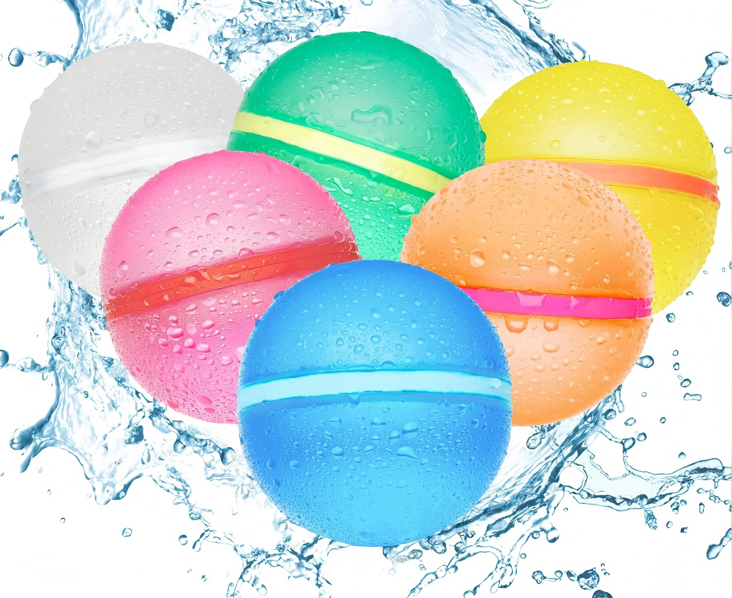 White pink green blue yellow orange 6cm round shape