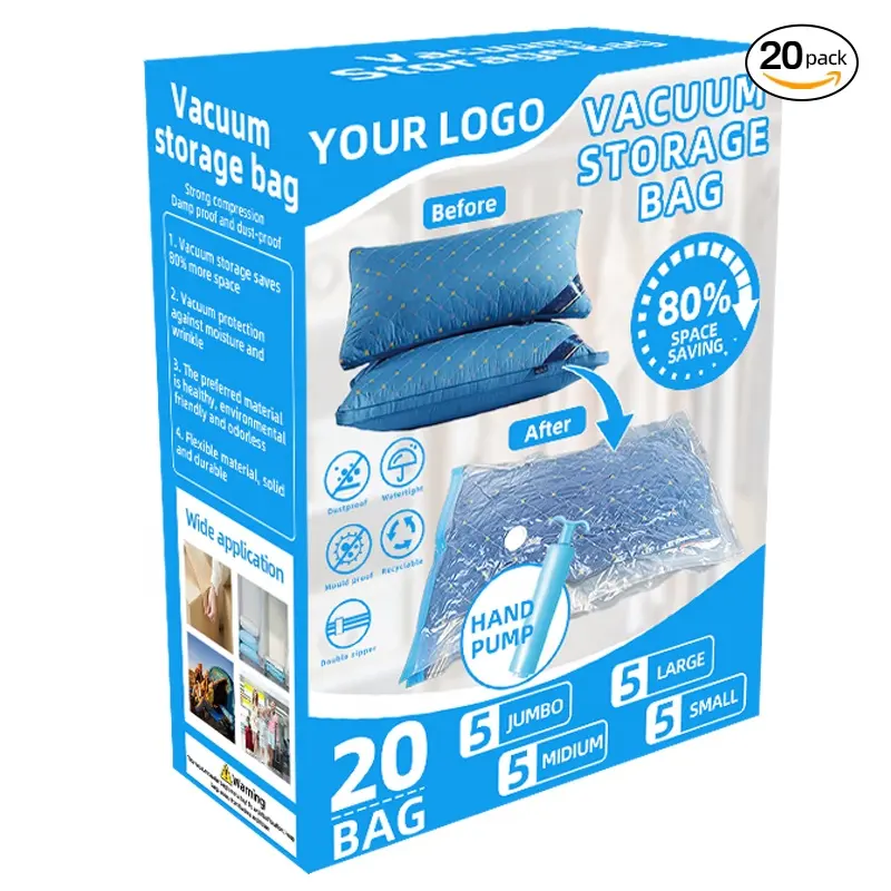 Space Saver Air Compressed Packaging Bag Plastic Clothes Storage Bag Vacuum Storage Bags With Pump
