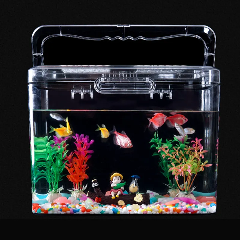 Prezzo di fabbrica Mini acquario di plastica portatile con coperchio scatola di allevamento di pesci tartaruga rettile piccolo serbatoio di pesce PP