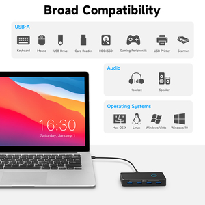 RSHTECH USBKVMスイッチセレクター4ポートUSB3.0スイッチャープリンター2台のPCが5台のデバイスを共有キーボードマウス用USBビデオスイッチ - Product Image 4
