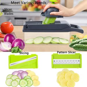 Çok fonksiyonlu mutfak gıda kesici karıştırıcı dilimleme kesici meyve 16 adet sebze kesicisi ile konteyner kesme soğan havuç sarımsak için - Product Image 5