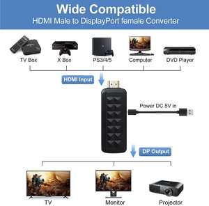 带USB电源的4K 60hz HDMI至显示端口转换器适配器，适用于配备HDMI的系统的HDMI至DP转换器适配器