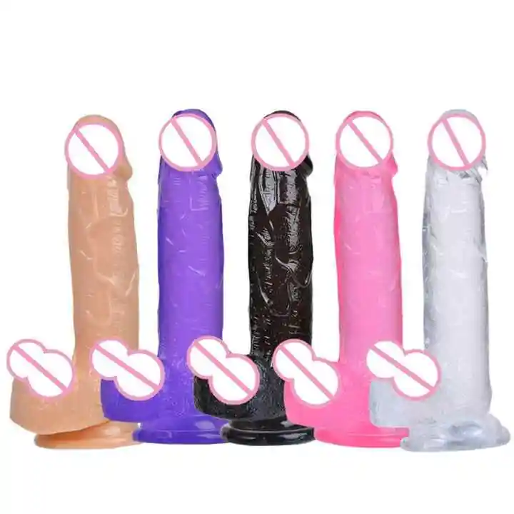 Mainan seks dewasa warna-warni Dildo realistis pengisap jeli Penis Dildo besar transparan untuk wanita