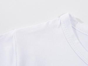 Sublime boş beyaz tişört çocuk Polyester tişörtler ekibi boyun kısa kollu tişörtleri pamuklu süblimasyon T-shirt