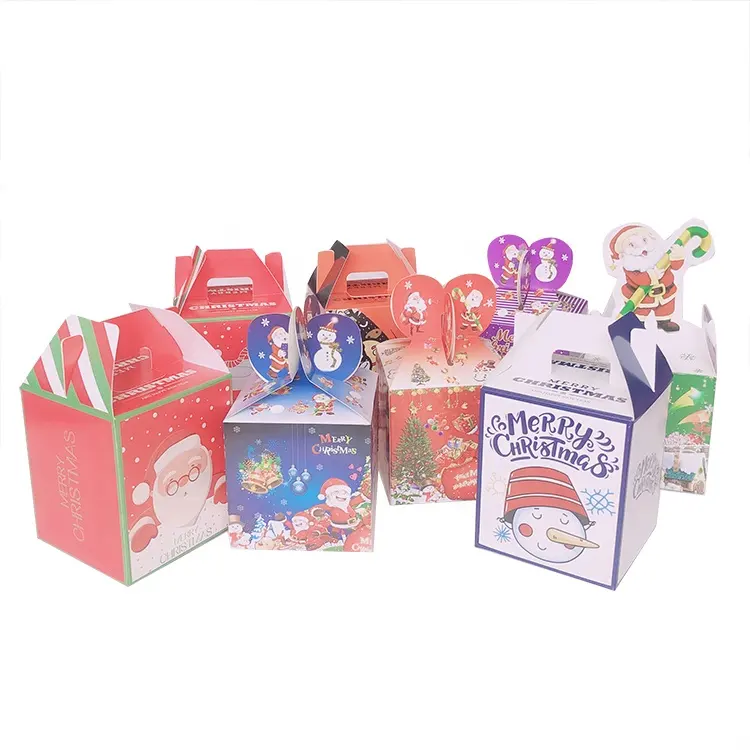 Caja de embalaje de papel de caramelo de manzana de regalo de Navidad de diseño personalizado pequeño