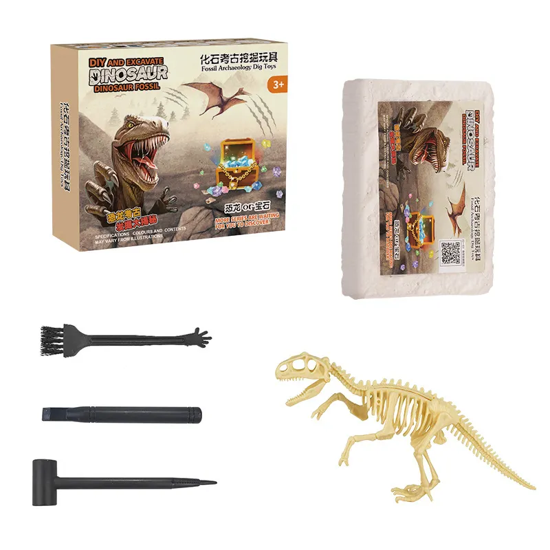 Educacional Realista Fossil escavação Dinosaur Dig Science Kits 3D Esqueleto Puzzles Figuras Incluindo T-Rex Triceratops Para Criança