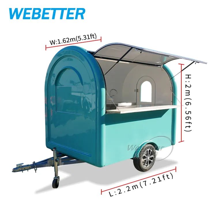 WEBETTER prix d'usine mobile mini Ice Cream food cart petite remorque de restauration rapide entièrement équipée snack machines food truck à vendre