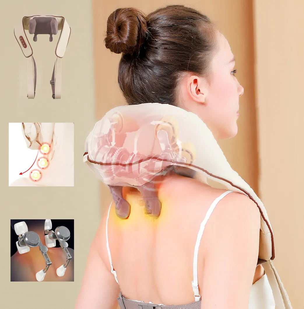 Hot Sale Custom Electric Cordless Shiatsu Back Neck And Shoulder Relaxer Cervical Massagers For Neck And Shoulder With Heat