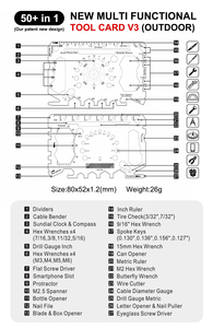 Dompet 50 dalam 1 multifungsi, alat multifungsi dompet alat ukuran kartu kredit dengan pembuka botol kunci pas obeng alat ukur - Product Image 2