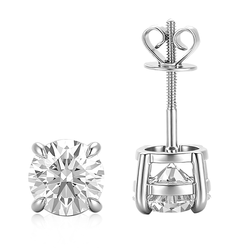 Boucles d'oreilles en or blanc 14 carats avec diamants de laboratoire