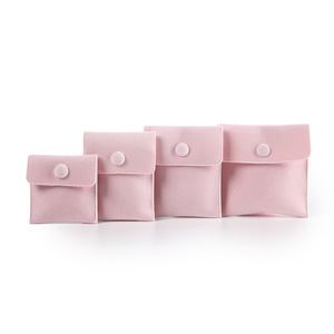 Moda düğme düz takı ambalajı kese küçük kişiselleştirilmiş takı çantası özel Logo pembe kadife zarf takı kılıfı - Product Image 3