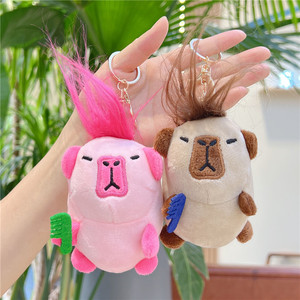 Net <strong>Red</strong> Capybara <strong>Deep</strong>-fried Hair Capybara Comb Cute Pet Plush <strong>Toy</strong> Pendant Figure Bag Batch Key Chain Ring - Product Image 2