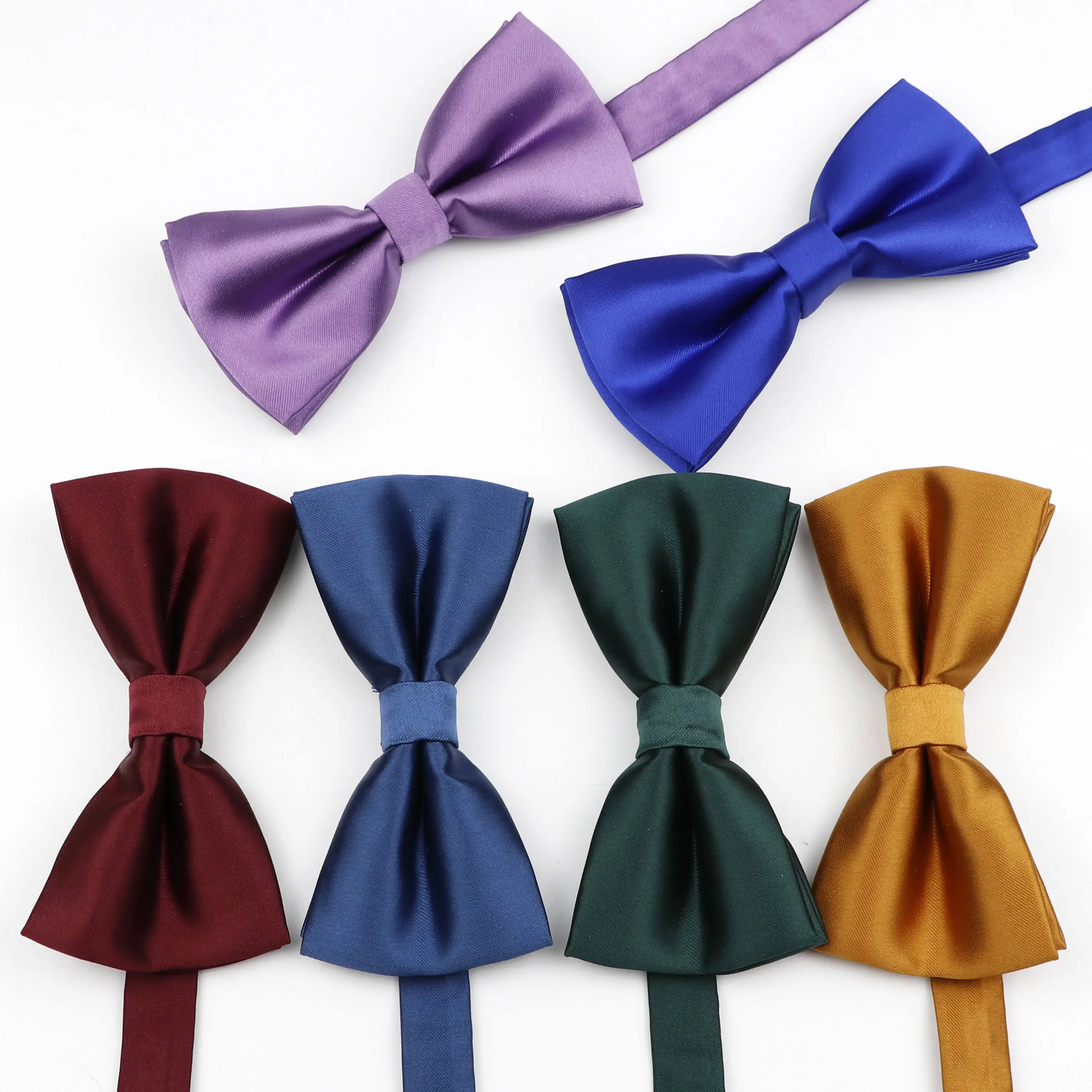 Male Wedding Party Bow Tie Solid Color High Quality Men Fashion Satin Plain Polyester Bowtie