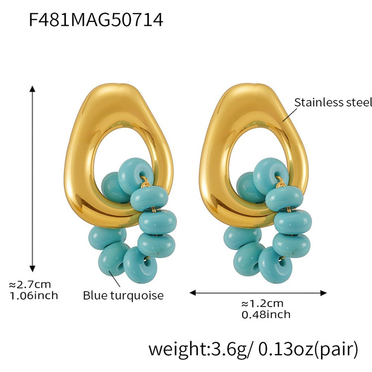 Boucles d'oreilles en or bleu turquoise