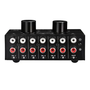 Conmutador de selección de fuente de audio RCA de 6 entradas y 1 salida de alta calidad Ajuste de volumen de metal con salida AV