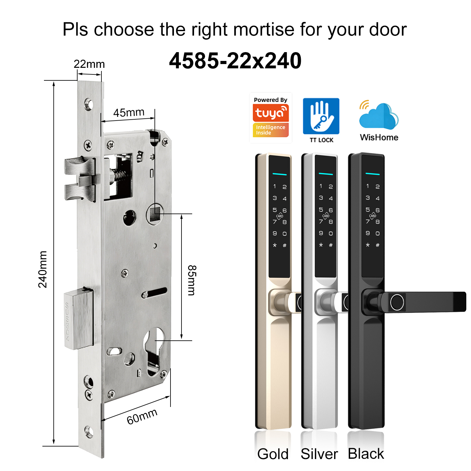 Long Handle with 4585 Swing Single-point Mortise(22x240mm)