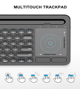Teclado inalámbrico con clic silencioso con soporte para teléfono y almohadilla multitáctil Teclado de modo dual BT para oficina Pad/Phone/Laptop - Product Image 3