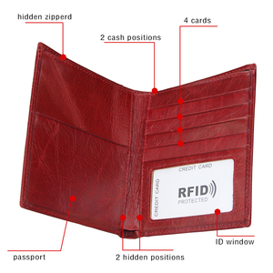时尚真皮超薄简约钱包RFID阻挡多功能信用卡文档钱包 - Product Image 4