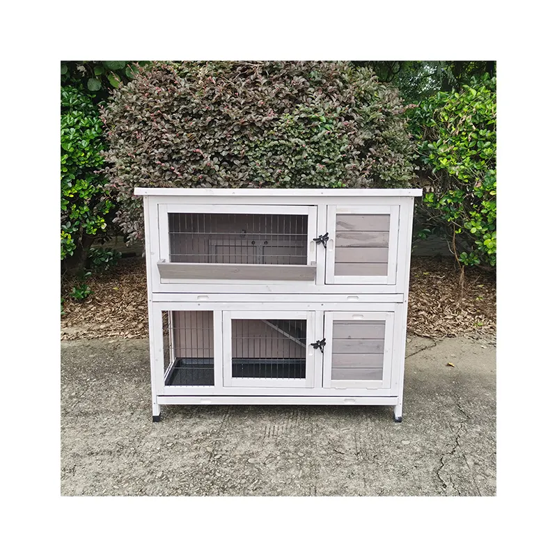 Nido de madera sólida para mascotas, jaula grande de doble capa multicapa para conejos y gatos para interiores y exteriores