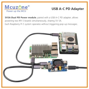 Adaptador Raspberry Pi5 USB PD, adaptador de 1 a 2 con protocolo PD 5V5A para Raspberry Pi 5 Custom - Product Image 3