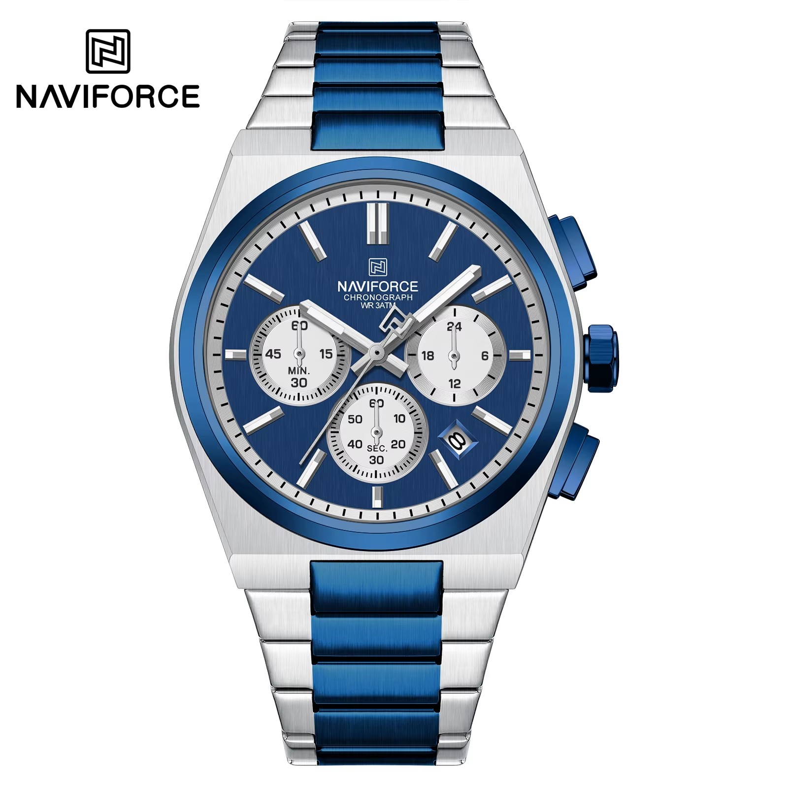 3 Orologio da uomo blu argento