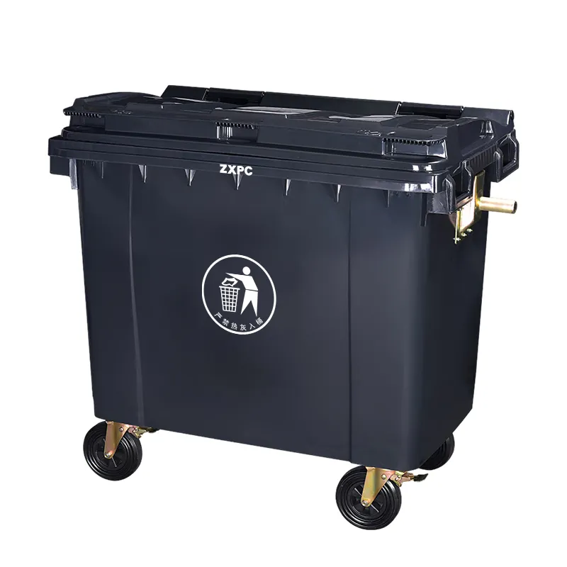 Contenedor de basura para exterior, contenedor de basura grande de 660L con ruedas