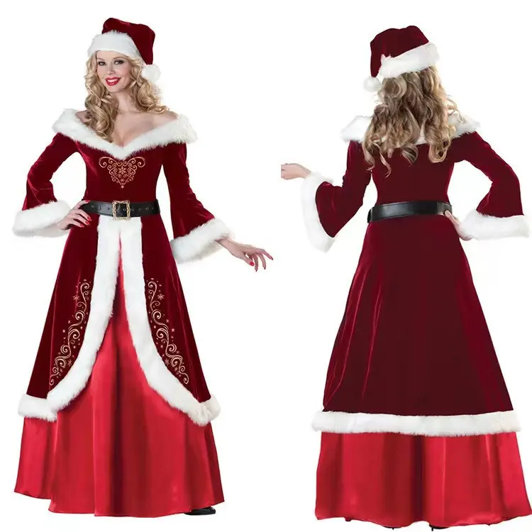 2023 M-xxxxxxl Plus size coppie costumi di natale uomini e donne Babbo Natale costumi stampati vestiti di natale
