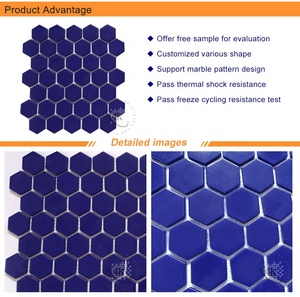 CNK Trung Quốc Nhà Sản Xuất Hexagon Mosaic Hải Quân Màu Xanh Phòng Tắm Gạch Lát Sàn - Product Image 4
