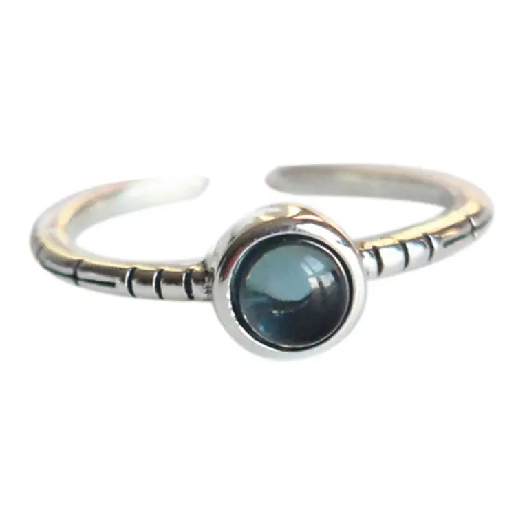 925 стерлингового серебра тайское серебро опал Открытие синий обручальное кольцо для женщин в винтажном стиле с серебристой фурнитурой универсальные изделия