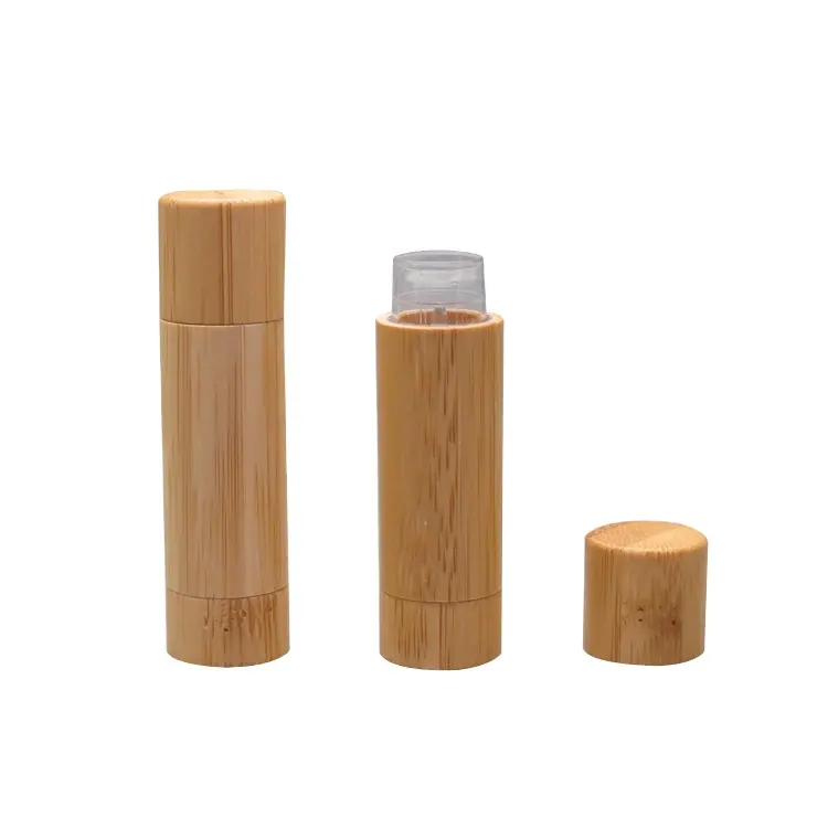 Tubo di cera per bocca di riempimento gratuito 5ml balsamo per le labbra in bambù contenitore per rossetto con tubo di stick vuoto