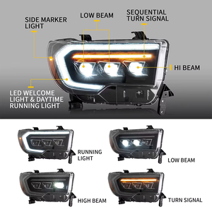 TYPY <strong>LED</strong> Projector Headlights for Toyota Tundra 2007-2013 <strong>Sequoia</strong> 2008-2021 Welcome Dynamic DRL Turn Signal Front Lamps Assembly - Product Image 2