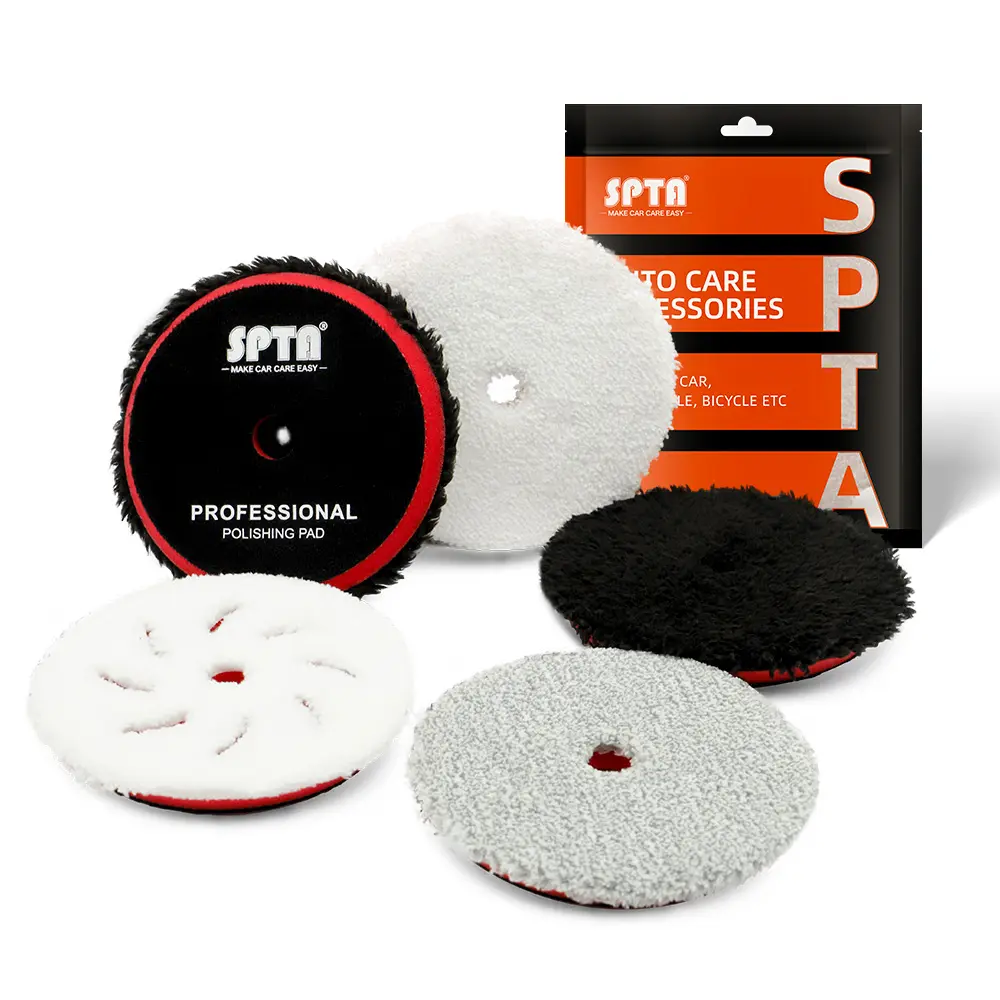 SPTA-almohadilla de espuma de pulido para el cuidado del coche, almohadilla de fibra micro de 5 pulgadas para pulir el coche, novedad