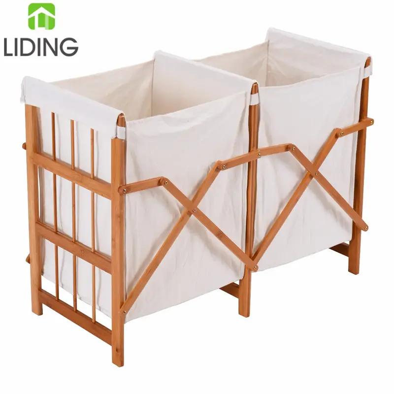 Grosir Handmade Bambu Dpt Penyimpanan Keranjang Bambu Laundry Basket/Keranjang/Kotak dengan Tutup Lapisan