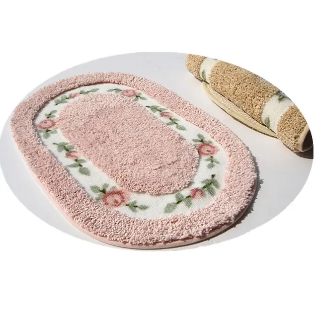 Bathroom carpet bath mats/colorful bath mats with one piece,two pieces,three pieces microfibre roses bath mat
