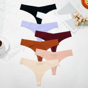 Señoras No Show Ice Silk V Shaped Tanga Bragas Ropa interior Mujeres Sexy G-String Tanga sin costuras - Product Image 1