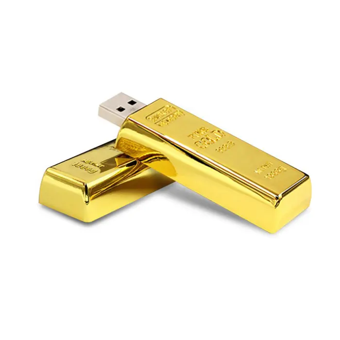 Luxe Gold Bar Vorm Usb Flash Drive 4Gb 8Gb 16Gb 32Gb Usb Stick Met Aangepaste Logo Gegraveerd