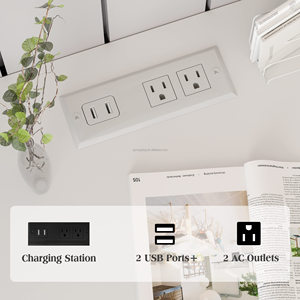 Nightstand com estação de carregamento, luzes LED mesa lateral com 3 gavetas, mesa final para quarto escritório branco