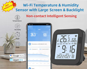 Tuya WiFi <strong>Temperature</strong> <strong>Humidity</strong> <strong>Sensor</strong> Smart Life APP Monitor Smart Home Work With Alexa Google Home No Hub Required