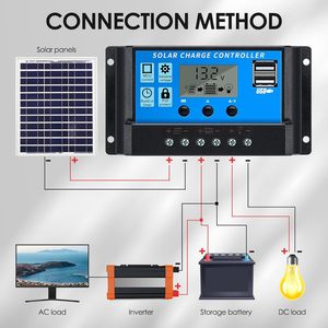 12 В/24 В PWM контроллер солнечного заряда двойной USB порт солнечной панели регулятор регулируемый ЖК-дисплей таймер настройки авто