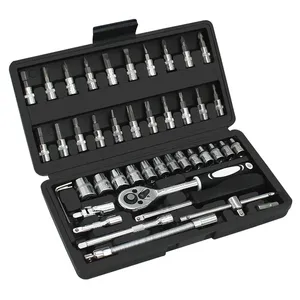 高品质46件黑色组合套筒扳手工具箱